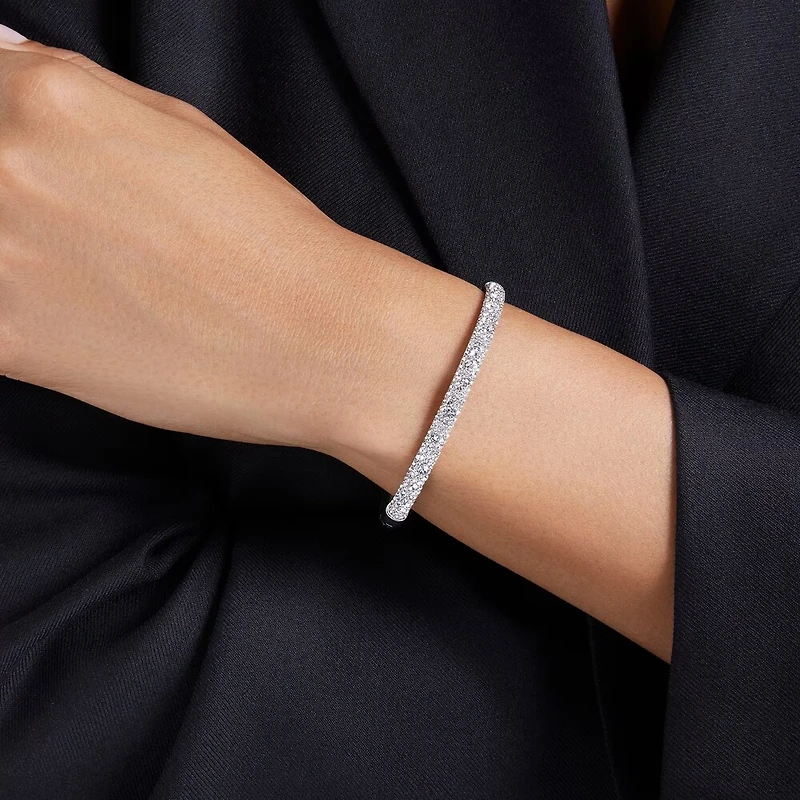 Bracelet-jonc Sublima en Métal Rhodié avec Cristaux Swarovski - 6.5