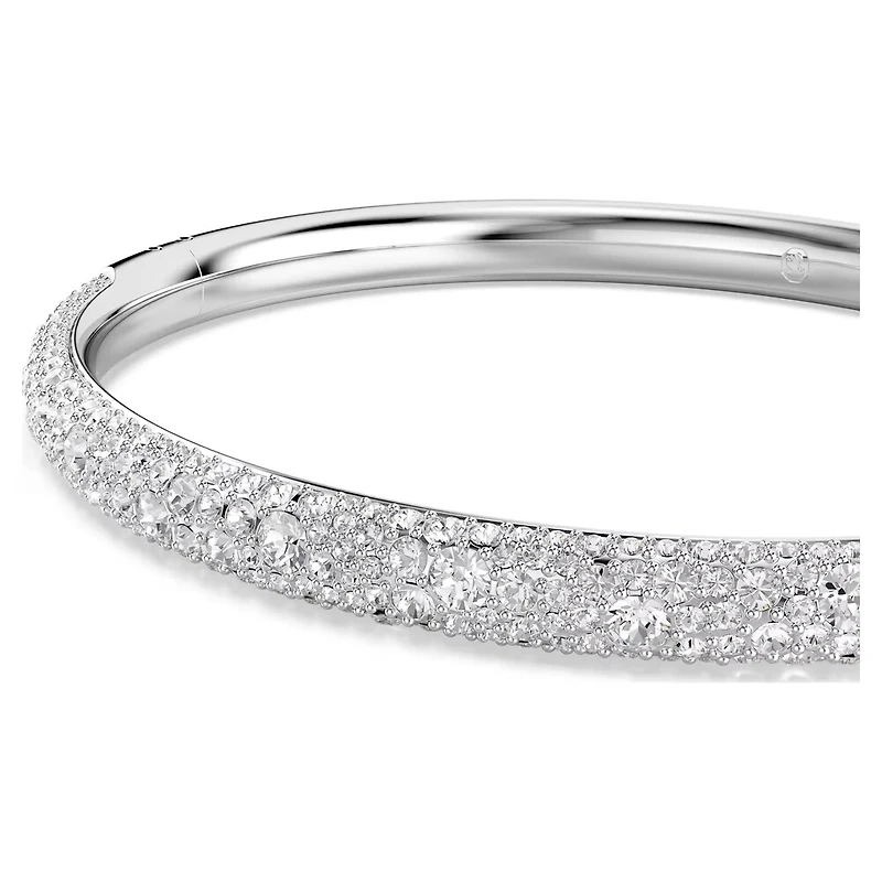 Sublima Bangle in Rhodium-Plated Metal with Swarovski Crystals - 6.5