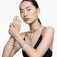 Sublima Bangle in Rhodium-Plated Metal with Swarovski Crystals - 6.5