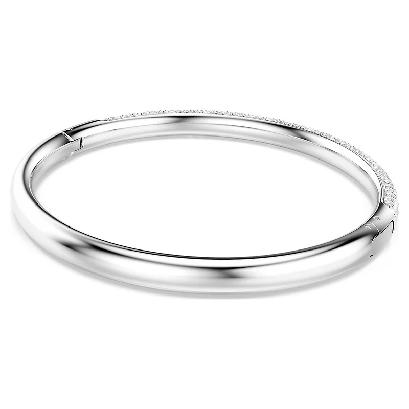 Sublima Bangle in Rhodium-Plated Metal with Swarovski Crystals - 6.5
