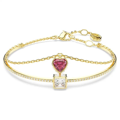Chroma Bangle in Gold Plated Metal with Swarovski Crystals - 6.5