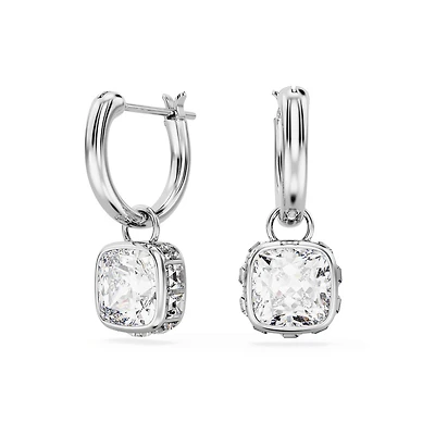 Boucles d'Oreilles Stilla en Métal Rhodié avec Cristaux Swarovski - 20mm. Color: blanc | Doucet Latendresse