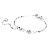Bracelet Hyperbola en Métal Rhodié avec Cristaux Swarovski - 15.5 - 19.5 cm. Color: blanc | Doucet Latendresse