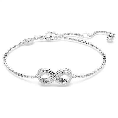 Bracelet Hyperbola en Métal Rhodié avec Cristaux Swarovski - 15.5 - 19.5 cm. Color: blanc | Doucet Latendresse