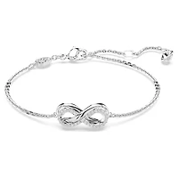 Bracelet Hyperbola en Métal Rhodié avec Cristaux Swarovski - 15.5 - 19.5 cm. Color: blanc | Doucet Latendresse