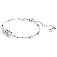 Bracelet Hyperbola en Métal Rhodié avec Cristaux Swarovski - 15.5 - 19.5 cm. Color: blanc | Doucet Latendresse