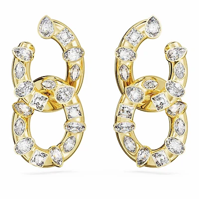 Anneaux d'Oreilles Dextera en Métal Plaqué Or avec Cristaux Swarovski. Color: jaune | Doucet Latendresse