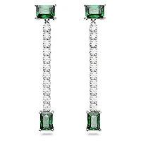 Matrix drop earrings Mixed cuts, Green, Rhodium plated. Color: blanc | Doucet Latendresse