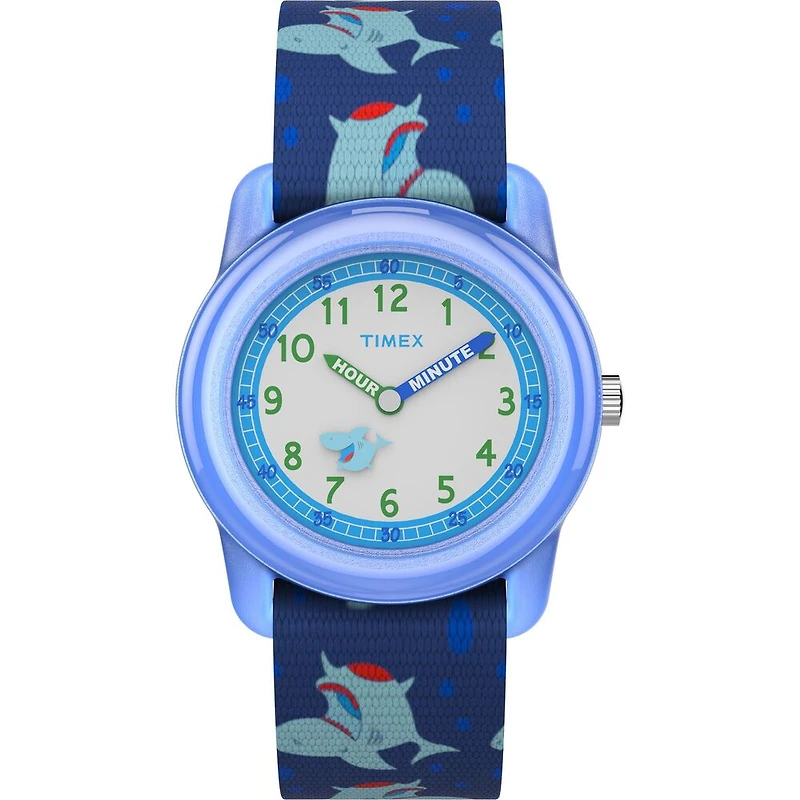 TIMEX TIME MACHINES® 29mm Blue Shark Elastic Fabric Kids Watch | Doucet Latendresse