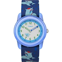 TIMEX TIME MACHINES® 29mm Blue Shark Elastic Fabric Kids Watch | Doucet Latendresse