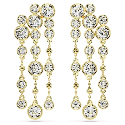Boucles d'oreilles en forme de goutte d'ambreTaille ronde, Chandelier, Blanc, Plaqué or. Color: jaune | Doucet Latendresse