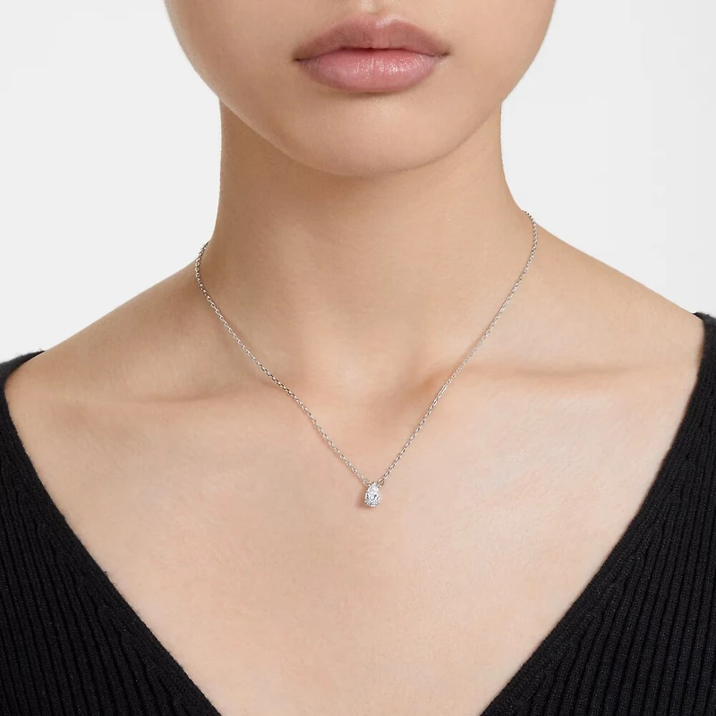 Collier Stilla en Métal Rhodié avec Cristal Swarovski - 38 - 42 cm. Color: blanc | Doucet Latendresse