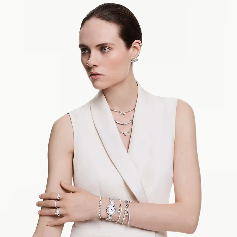 Collier Matrix Tennis en Métal Rhodié avec Cristaux Swarovski - 16