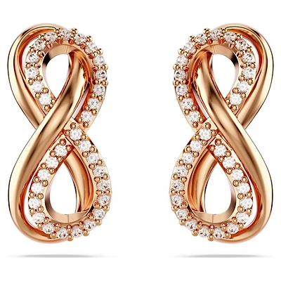 Boucles d'oreilles HyperboleInfini, blanc, plaqué or rose. Color: rose | Doucet Latendresse