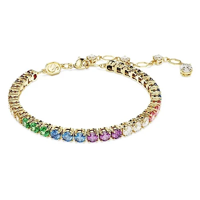 Bracelet Tennis Matrix en Métal Plaqué Or avec Cristaux Swarovski - 21.5cm. Color: jaune | Doucet Latendresse