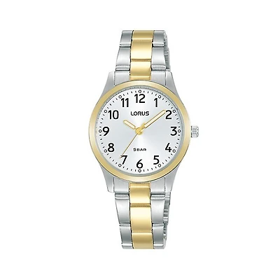Montre Lorus en Acier Inoxydable Bicolore avec Cadran Blanc – 5 BAR | Doucet Latendresse