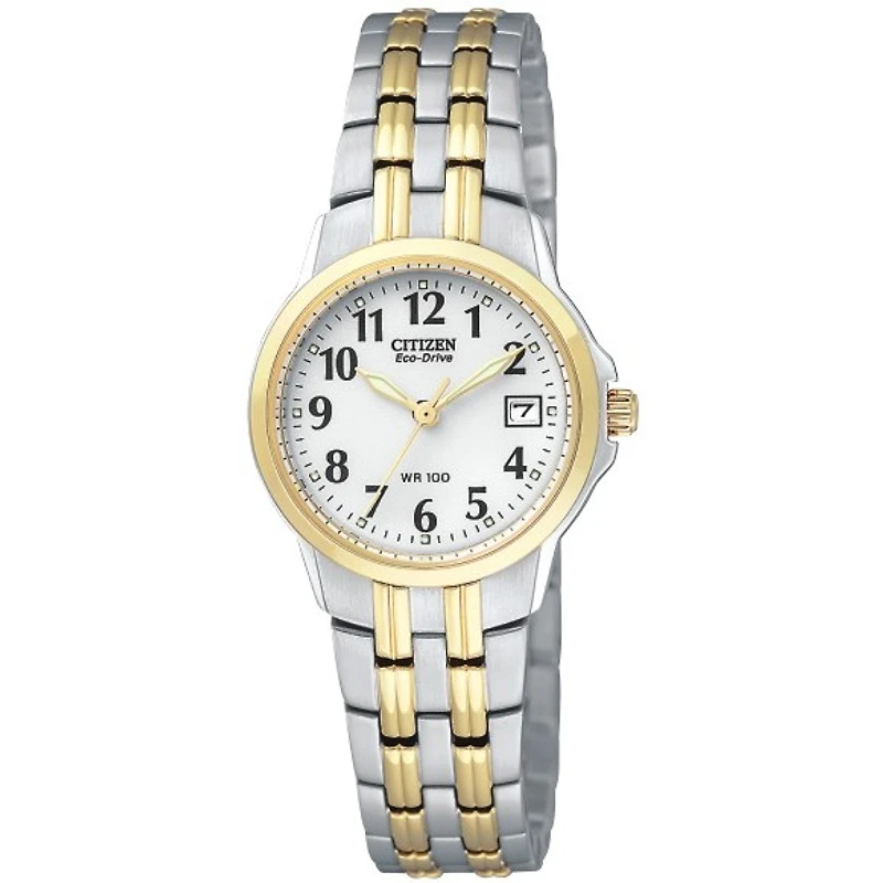 Montre Citizen Eco-Drive pour Femme - Acier inoxydable 2-tons avec cadran blanc | Doucet Latendresse
