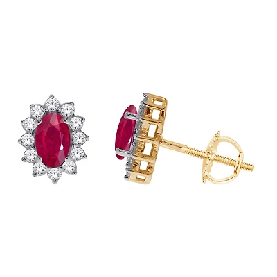 Gold earrings with rubies. Color: yellow | Doucet Latendresse