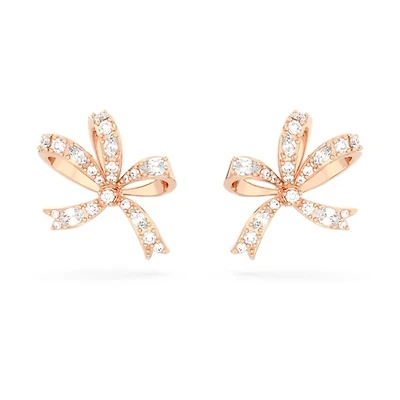 Hyperbola stud earringsBow, Small, White, Rose gold-tone plated | Doucet Latendresse