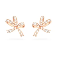 Hyperbola stud earringsBow, Small, White, Rose gold-tone plated | Doucet Latendresse