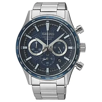 MONTRE SEIKO HOMME CHRONO ACIER  CADRAN NOIR | Doucet Latendresse