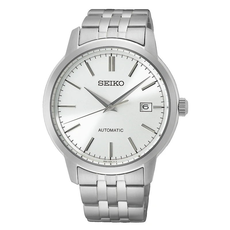 Seiko Stainless Steel Silver Dial Automatic Watch – 40mm, Date Display | Doucet Latendresse