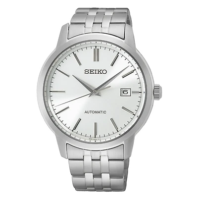 Seiko Stainless Steel Silver Dial Automatic Watch – 40mm, Date Display | Doucet Latendresse
