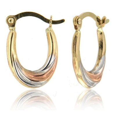 Boucles d'oreilles pour femme tricolores 10k. Color: 3 tons | Doucet Latendresse
