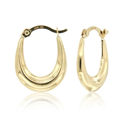 Boucles d’Oreilles Anneaux Ovales en Or 10K Poli. Color: jaune | Doucet Latendresse