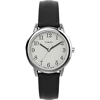 Montre Timex Easy Reader 30 mm en Acier Inoxydable avec Bracelet Cuir – Cadran Blanc et Indiglo | Doucet Latendresse