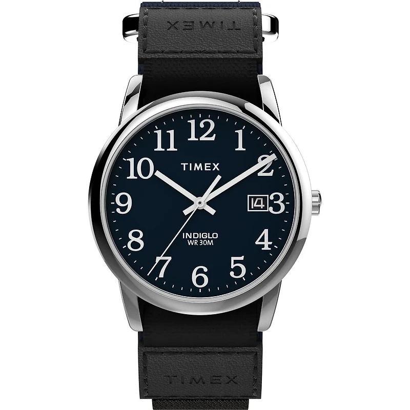 Montre Timex Easy Reader 35 mm en Acier Inoxydable avec Bracelet Tissu Fast Wrap – Cadran Bleu | Doucet Latendresse