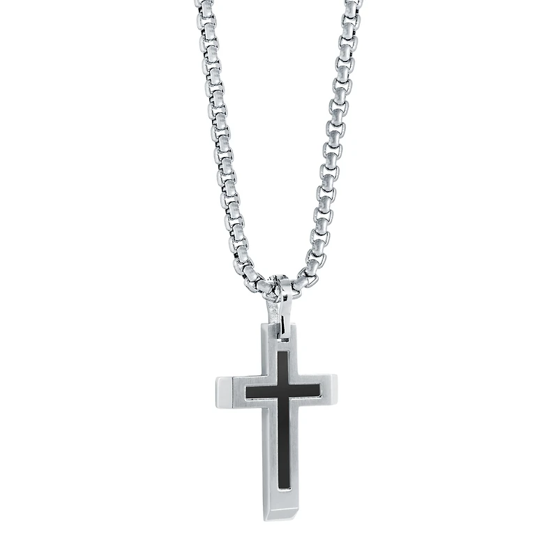 S.STEEL BLACK-IP MATTE-CENTRE CROSS 22