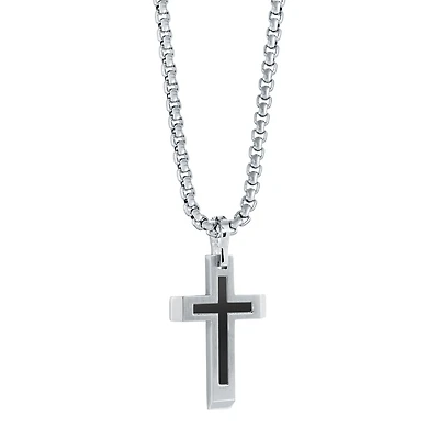 S.STEEL BLACK-IP MATTE-CENTRE CROSS 22