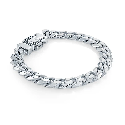 BRACELET HOMMES EN ACIER INOXYDABLE POLI 10 MM AVEC FERMOIR FANTAISIE 8