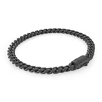 MEN BLACK-IP-S.STEEL MATTE 6MM-CURB BLACK-CZ-CLASP 8