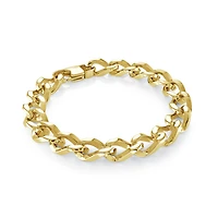 BRACELET HOMME  À MAILLONS GOURMETTE EN H DE 10 MM, EN ACIER INOXYDABLE ET OR, 8