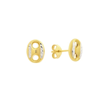 10K GOLD 2 TONE STUDS EARRINGS. Color: yellow | Doucet Latendresse