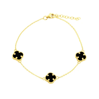 10k gold bracelet for women, black clover 8mm | Doucet Latendresse