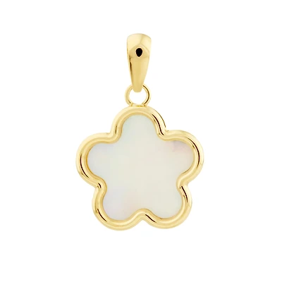 Pendentif  en or 10k, trèfle nacré. Color: jaune | Doucet Latendresse