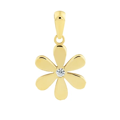 Pendentif fleur en or 10k & CZ. Color: jaune | Doucet Latendresse