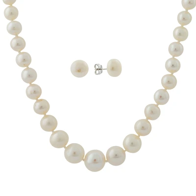 Ensemble Perles d'Eau Douce  Boucles d'oreilles & Collier en Argent.925 | Doucet Latendresse