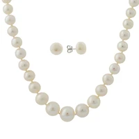 Ensemble Perles d'Eau Douce  Boucles d'oreilles & Collier en Argent.925 | Doucet Latendresse