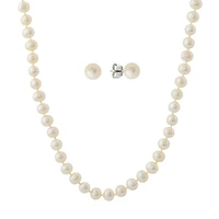 Ensemble Perles d'Eau Douce Boucles d'oreilles Collier en argent - 6-6.5mm | Doucet Latendresse