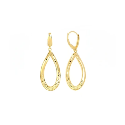 Boucles d'oreilles pendantes à charniere Femme en or 10k. Color: jaune | Doucet Latendresse