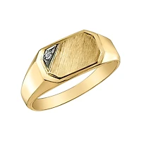 Bague Signet en Or 10k Deux-Tons avec un Diamant - 0.007ct. Color: jaune | Doucet Latendresse