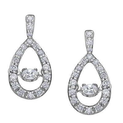 Boucles d'oreilles pendantes, fixes pour femme en or blanc-10k & diamants. Color: blanc | Doucet Latendresse