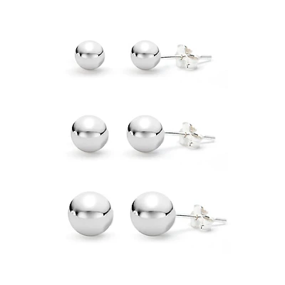 Lot de boucles d'oreilles stud , taille variée 3-4-5mm en argent. Color: blanc | Doucet Latendresse