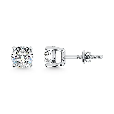Lab Grown Diamond Stud Earrings for Women, 14k Whitet Gold. Color: white | Doucet Latendresse