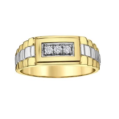 Bague Homme-Diamant Cultivé en Laboratoire- en Or  deux-tons 10k. Color: jaune | Doucet Latendresse
