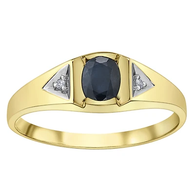 Bague pour Homme -Pierre Saphir & Diamants en or-10k. Color: blanc | Doucet Latendresse